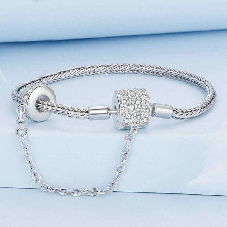BSB103-19 Sterling Silver S925  Zircon Cylinder Buckle Bracelet