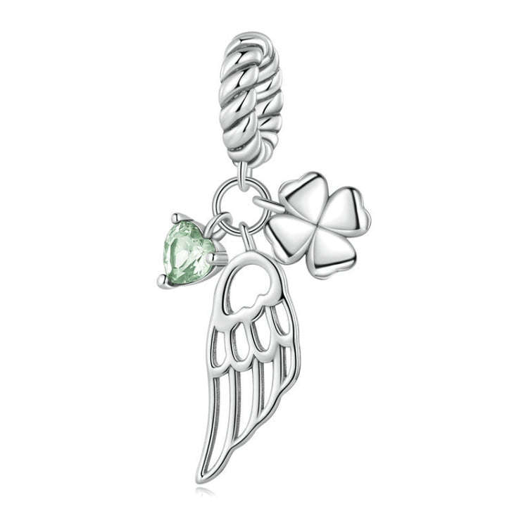 BSC762 Sterling Silver S925 Hollow Wings Lucky Clover Zircon Bracelet Beads