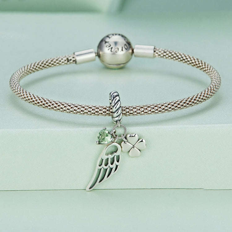 BSC762 Sterling Silver S925 Hollow Wings Lucky Clover Zircon Bracelet Beads