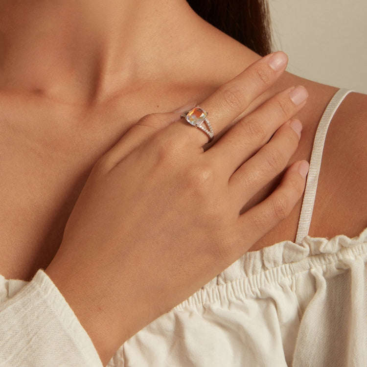 BSR354 Sterling Silver S925 Symphony Glass  Zircon Ring(No.6)