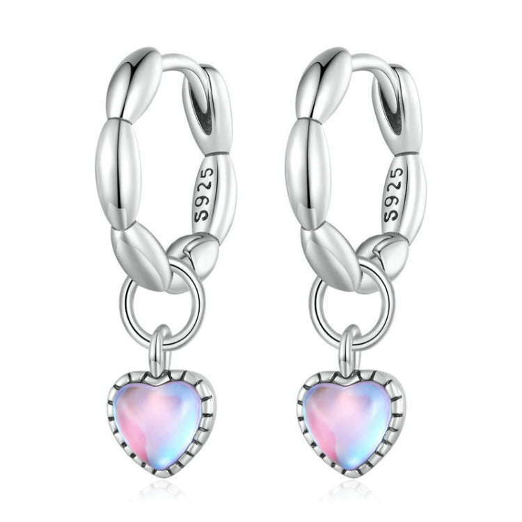 SCE1556 Sterling Silver S925 Symphony Heart Rice Grain Hoop Earrings
