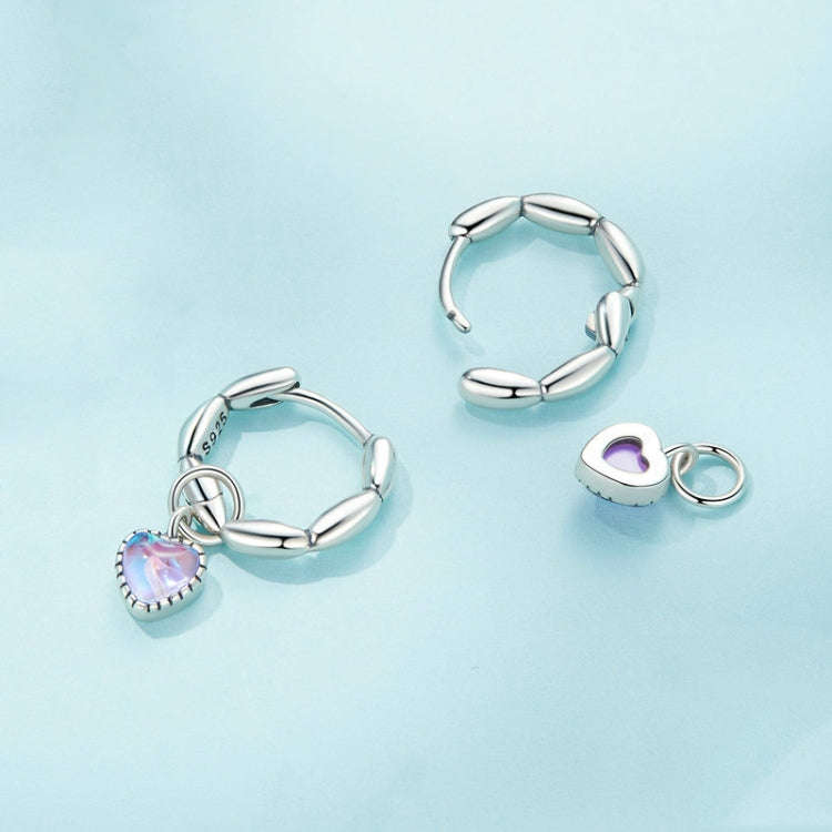 SCE1556 Sterling Silver S925 Symphony Heart Rice Grain Hoop Earrings