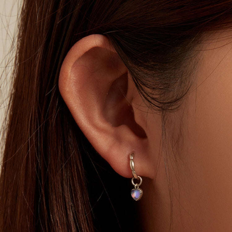 SCE1556 Sterling Silver S925 Symphony Heart Rice Grain Hoop Earrings