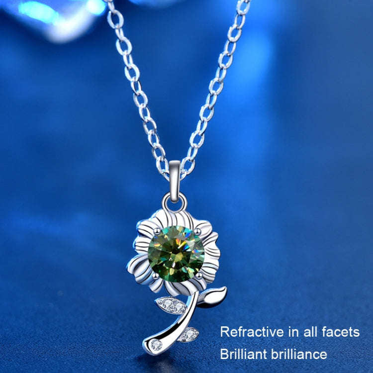 XMA033 925 Silver Necklace Moissanite Sunflower Flower Pendant Jewelry, Color: Champagne Yellow