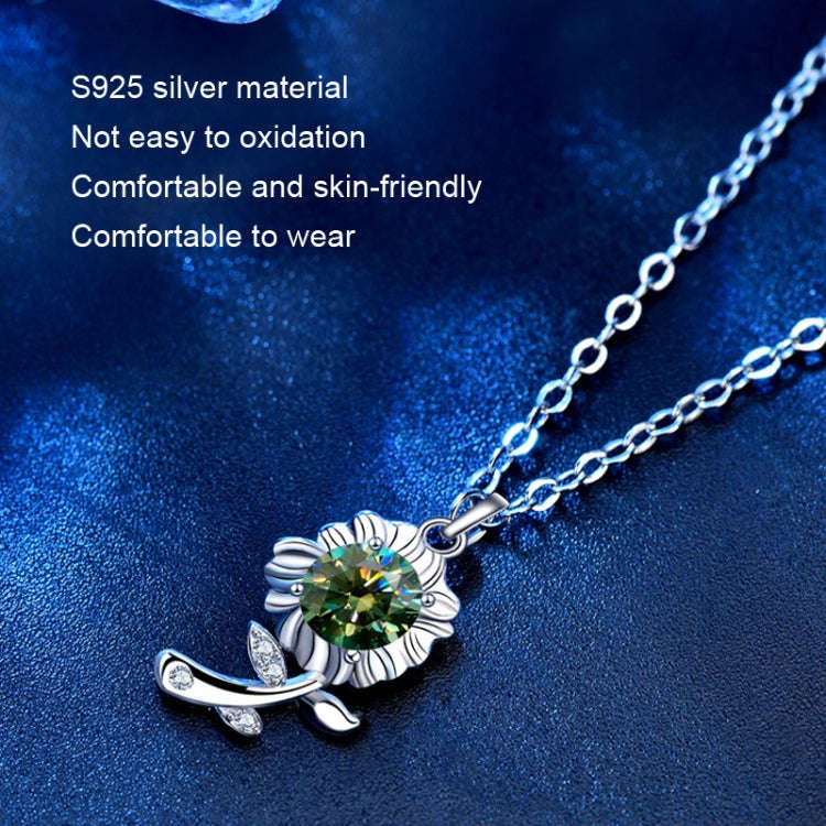 XMA033 925 Silver Necklace Moissanite Sunflower Flower Pendant Jewelry, Color: Champagne Yellow