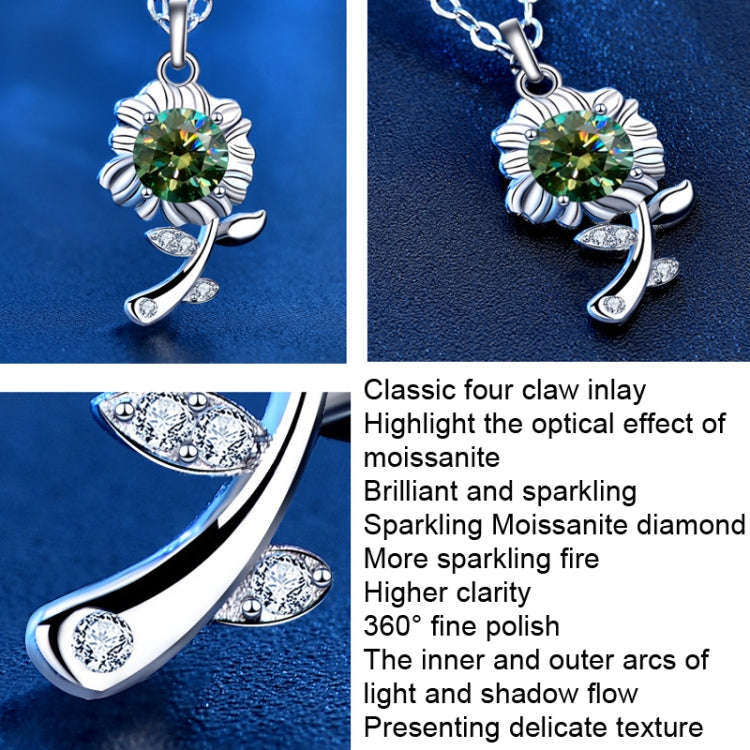 XMA033 925 Silver Necklace Moissanite Sunflower Flower Pendant Jewelry, Color: Champagne Yellow
