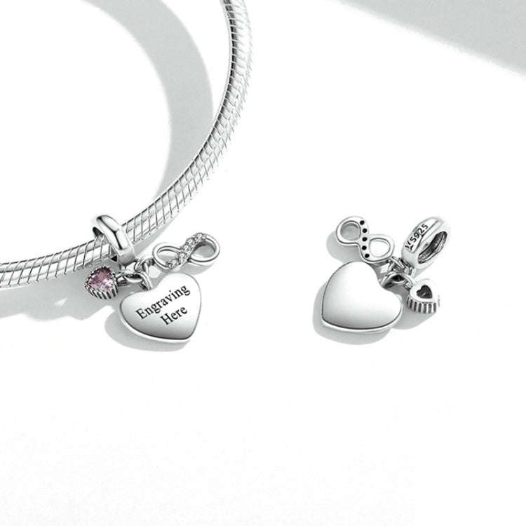 SCC1922 Sterling Silver S925 Endless Heart Zircon Bracelet Pendant