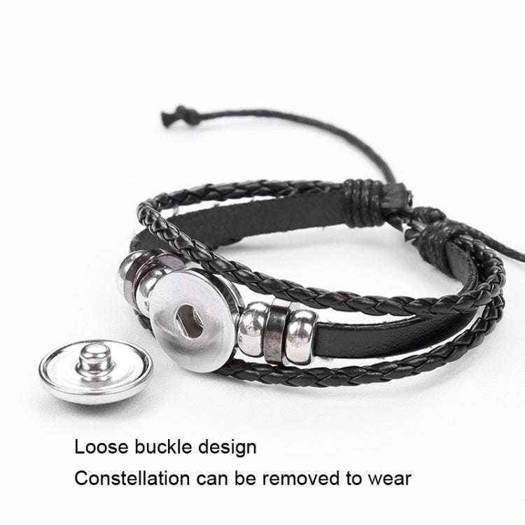Twelve Constellation Luminous Bracelet Retro Leather Rope Woven Bracelet, Style: Aquarius
