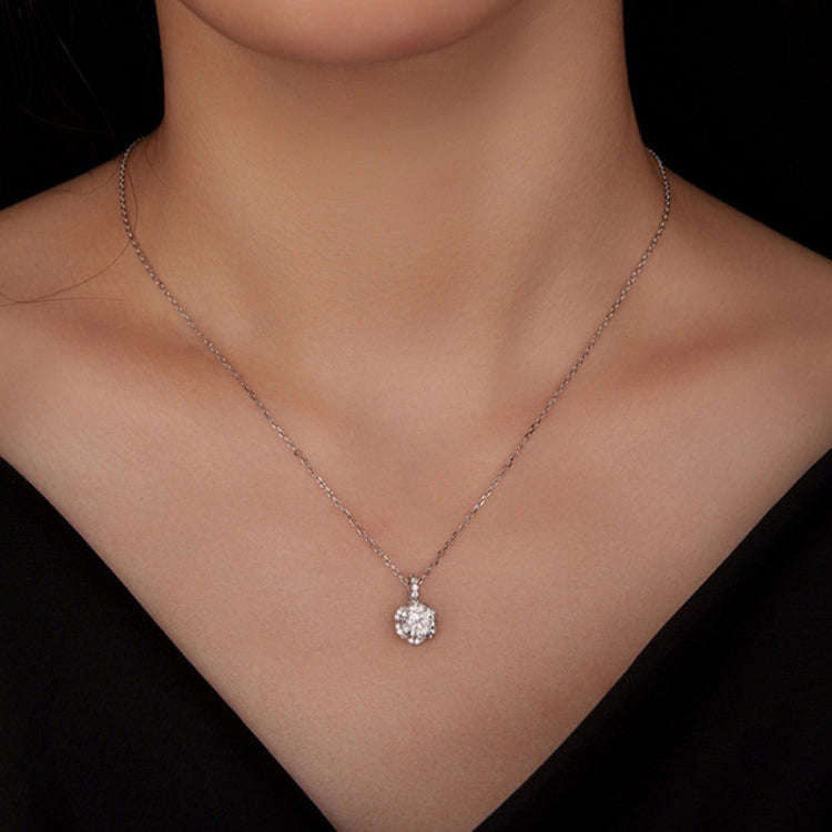 MSN007 Sterling Silver S925  Zircon Moissanite Necklace