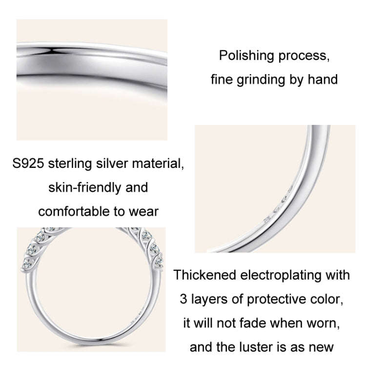 MSR014-A Sterling Silver S925 Plated Plated Row Moissanite Ring(No.7)