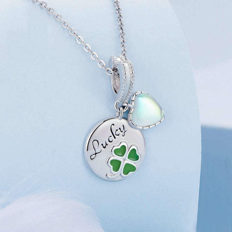 BSC767 Sterling Silver S925 Plated Gold Plated Heart Clover Lettering Bracelet Pendant