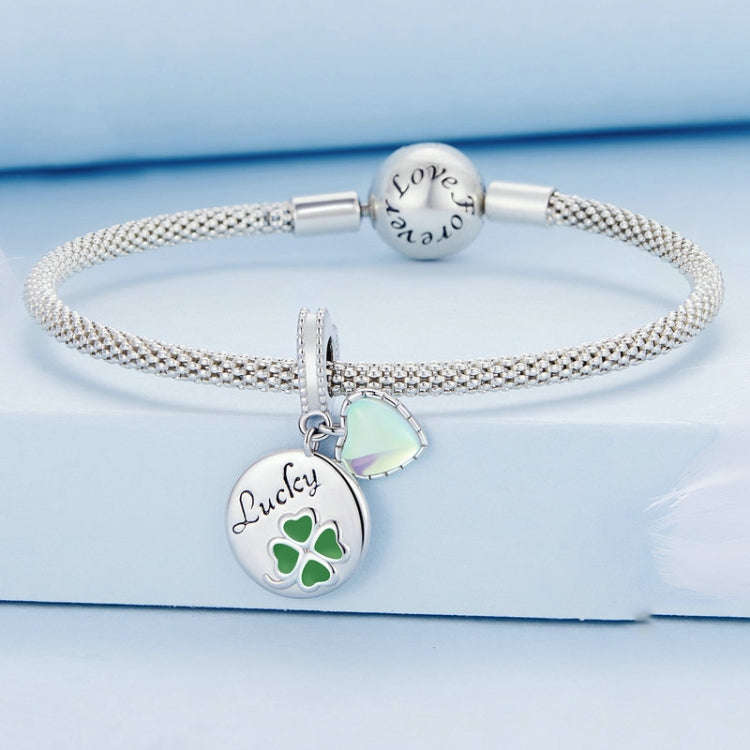 BSC767 Sterling Silver S925 Plated Gold Plated Heart Clover Lettering Bracelet Pendant