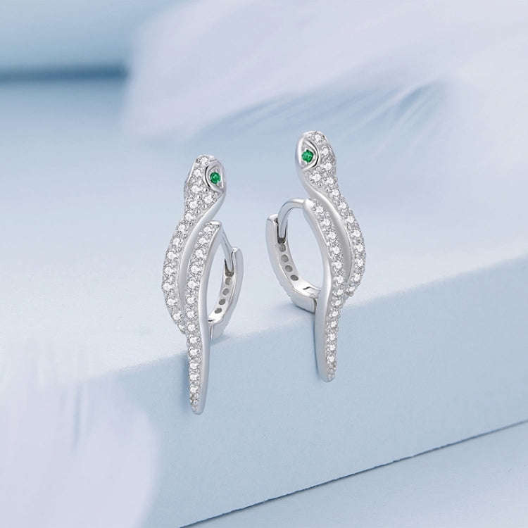 BSE669 Sterling Silver S925  Zircon Snake Earrings
