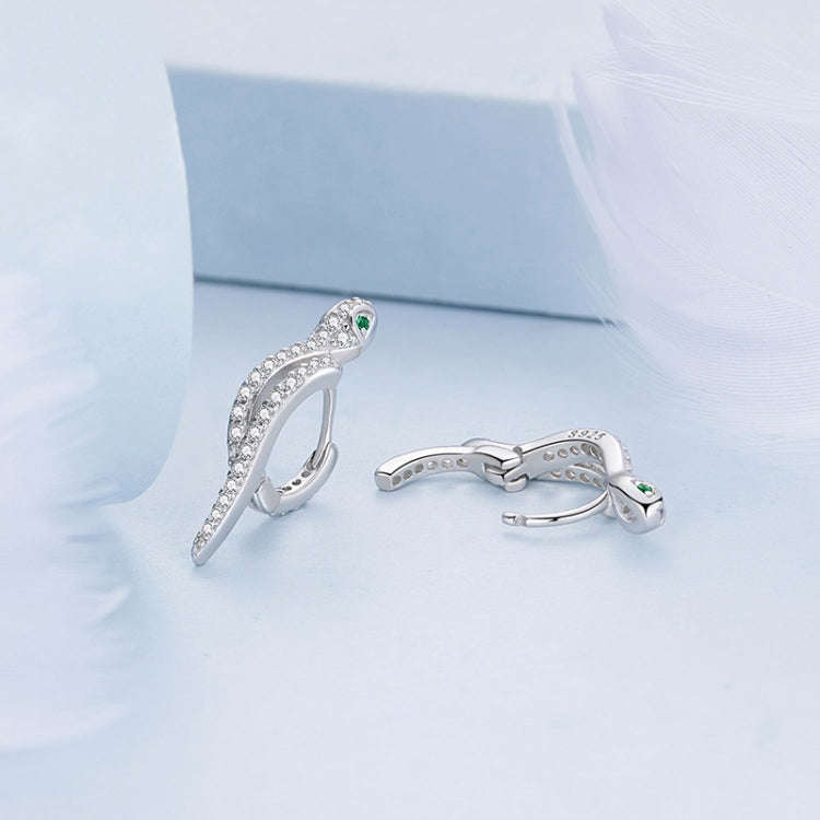 BSE669-B Sterling Silver S925  Zircon Snake Earrings