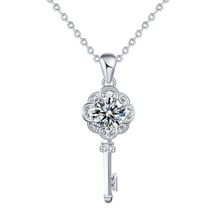 XMA003 Mosan Diamond 925 Silver Key Necklace, Chain Length: 40+5cm Celar Chain