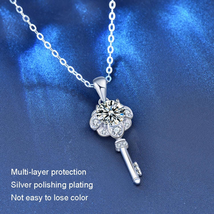 XMA003 Mosan Diamond 925 Silver Key Necklace, Chain Length: 40+5cm Celar Chain