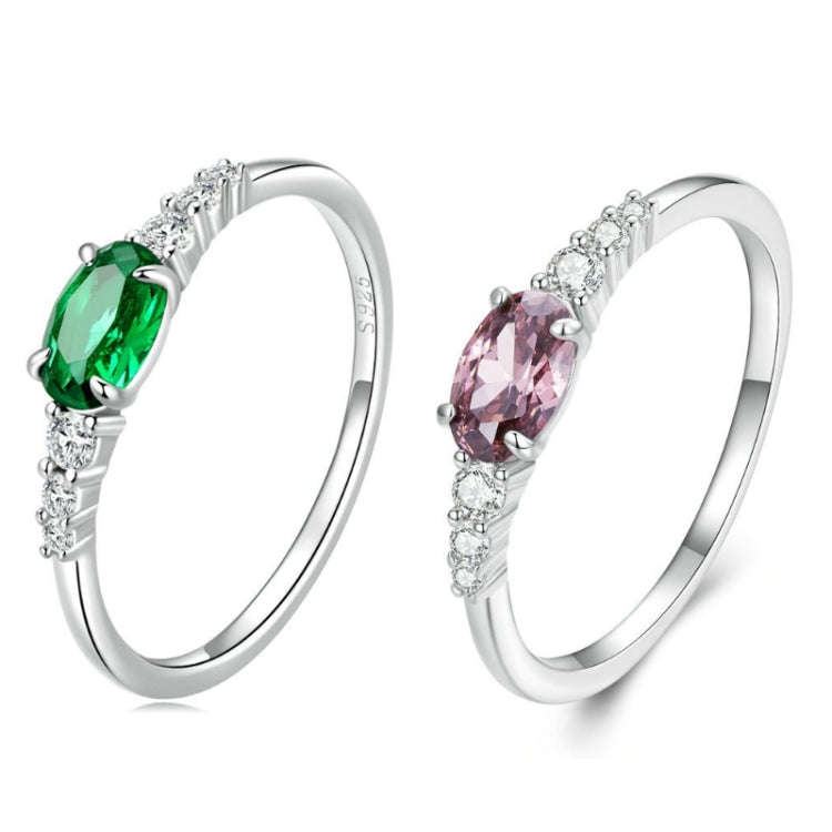Sterling Silver S925 Zircon Ring Platinum Plated Ring, Size: No.6(BSR265-VT)