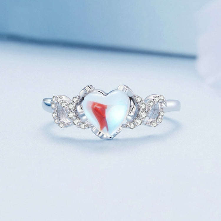 BSR369 Sterling Silver S925 Heart Moonstone Ring(No.8)
