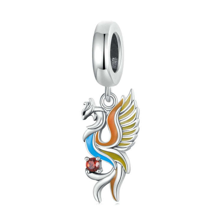 SCC2444 Sterling Silver S925 Phoenix Bracelet Beads Longevity Bird Zircon Pendant