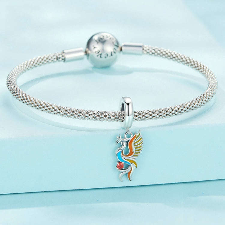 SCC2444 Sterling Silver S925 Phoenix Bracelet Beads Longevity Bird Zircon Pendant