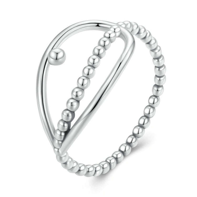 SCR905 S925 Sterling Silver Fake Three Layers Round Peas Ring(No.8)