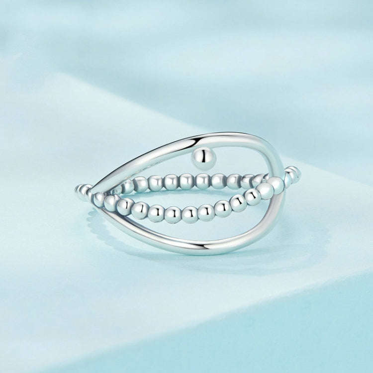 SCR905 S925 Sterling Silver Fake Three Layers Round Peas Ring(No.8)