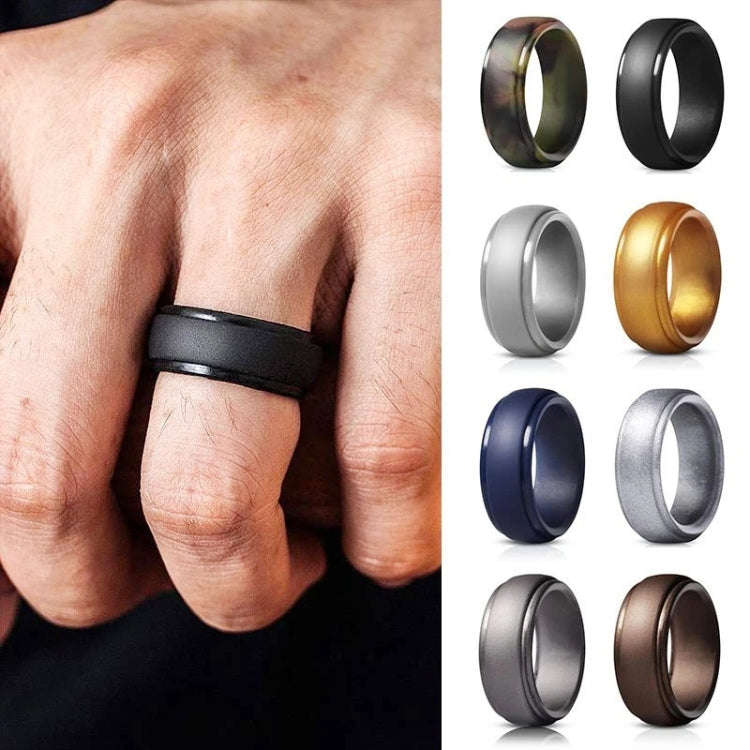 SH800-140 8mm Wide Curved Radian Step Silicone Ring No.11(Bronze)