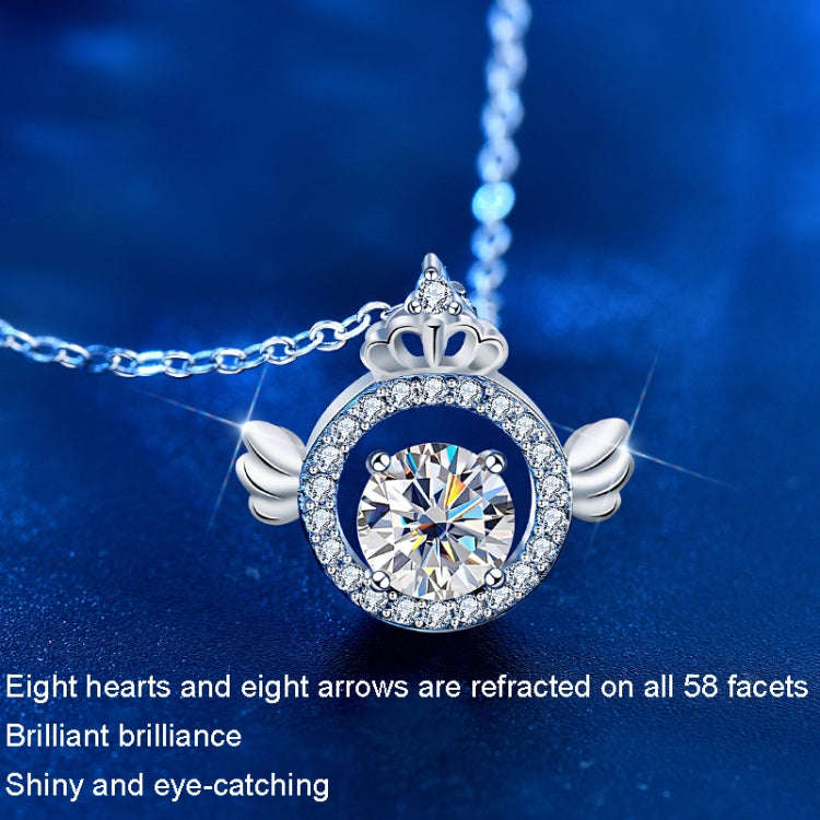 Moissanite Diamond Necklace 925 Sterling Silver Crown Pendant Clasp Chain(1 Carat White Gold)