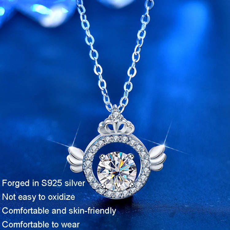 Moissanite Diamond Necklace 925 Sterling Silver Crown Pendant Clasp Chain(1 Carat White Gold)