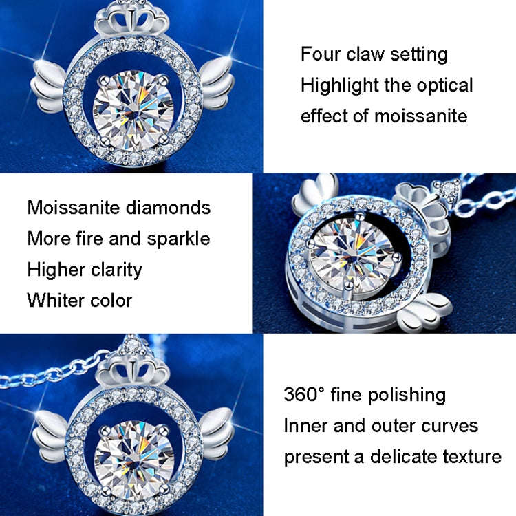 Moissanite Diamond Necklace 925 Sterling Silver Crown Pendant Clasp Chain(1 Carat White Gold)