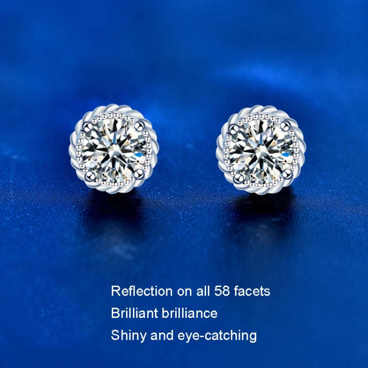 925 Silver Needle Crown Earrings(50 Points Mosan Diamond White Gold)