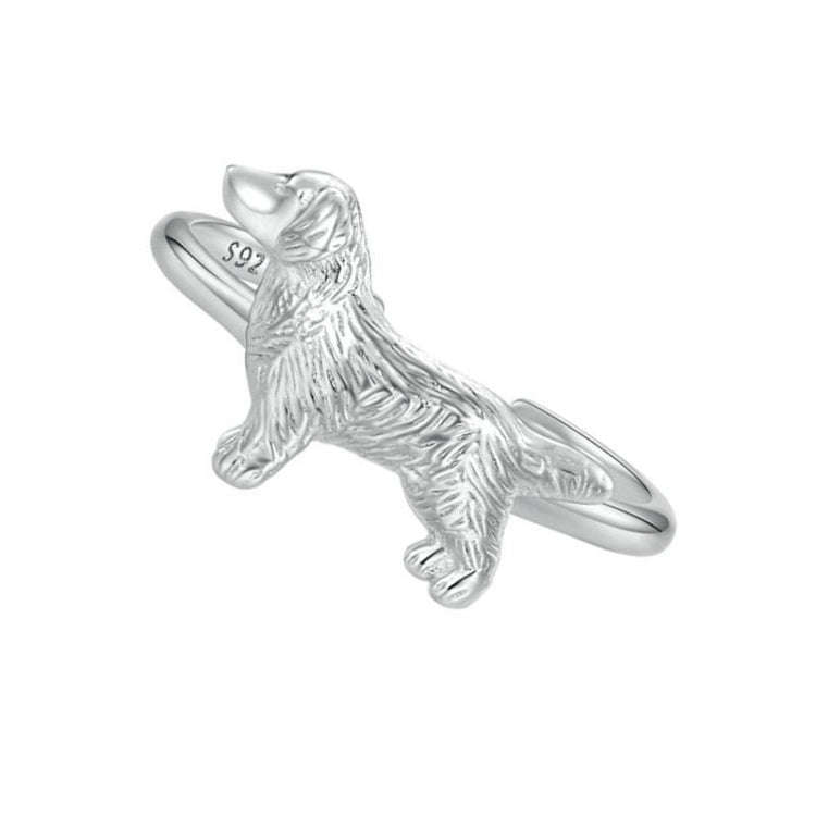 SCR952-E S925 Sterling Silver Cute Little Golden Retriever Puppy Ring