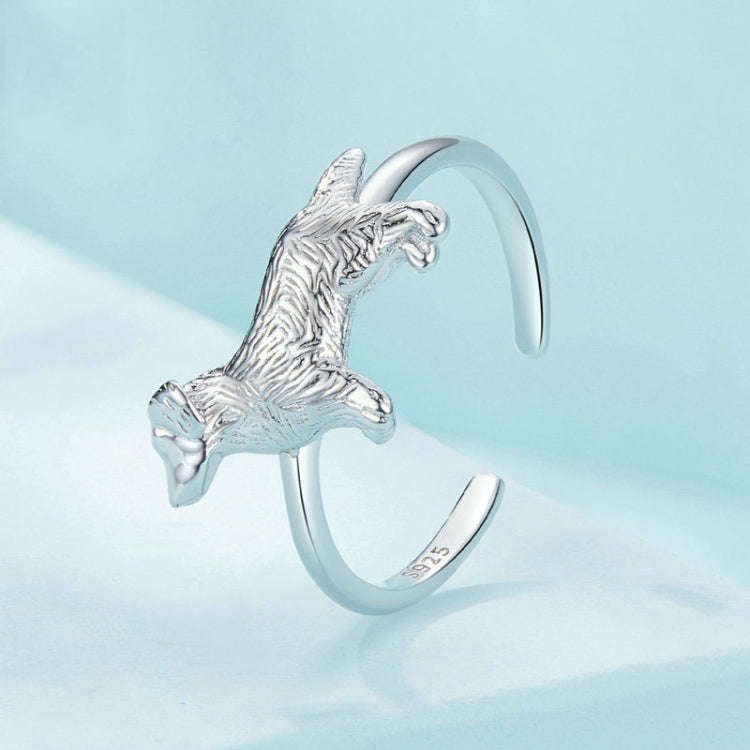 SCR952-E S925 Sterling Silver Cute Little Golden Retriever Puppy Ring