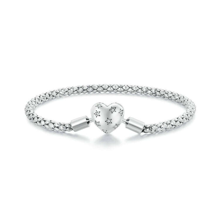 BSB135 S925 Silver Plated Platinum Heart Shaped Basic Chain Jewelry Hand Decoration 19cm