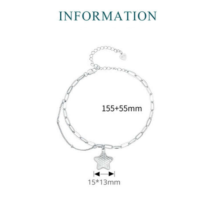 BSB137 925 Sterling Silver Sparkling Star Bracelet