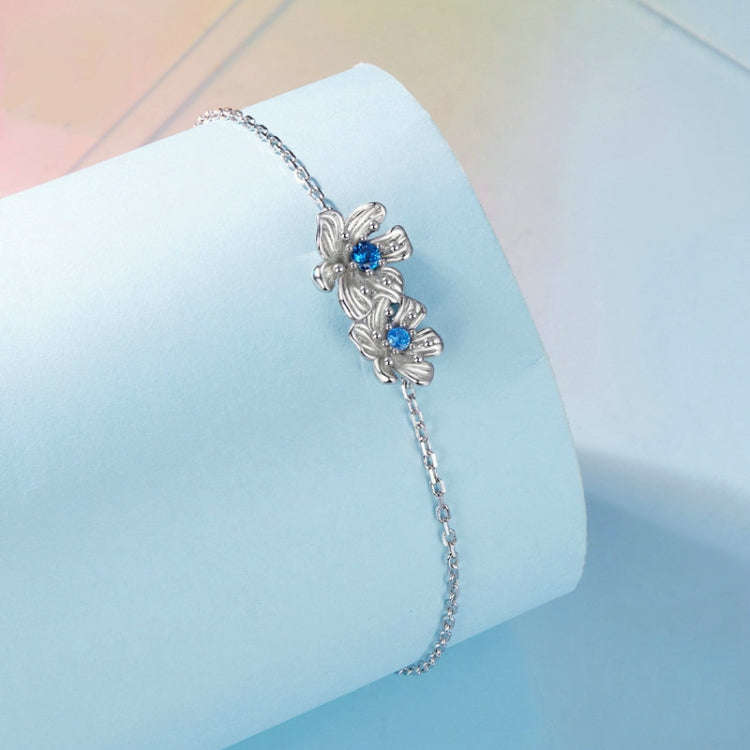 BSB138 925 Sterling Silver Zircon Blue Floret Bracelet