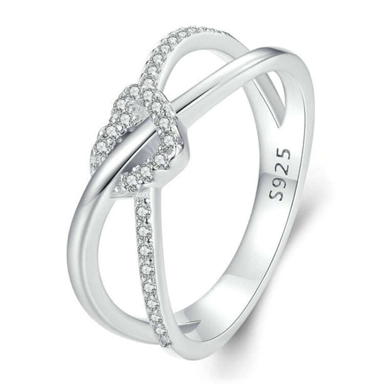 S925 Sterling Silver Plated Gold Heart-Shaped Wrap Double-Layer Rings, Size: 8