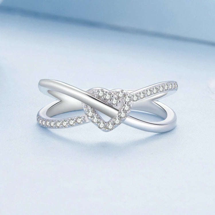 S925 Sterling Silver Plated Gold Heart-Shaped Wrap Double-Layer Rings, Size: 8