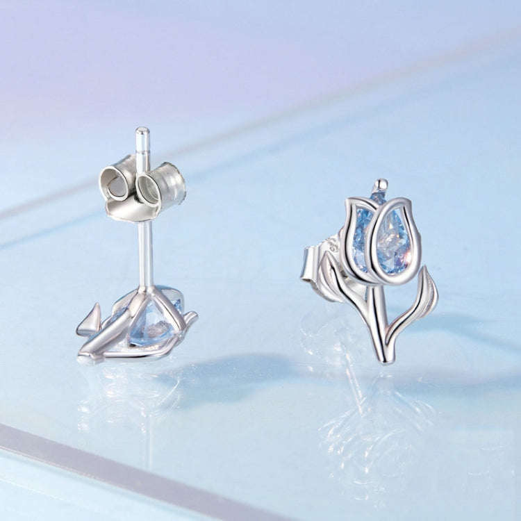 BSE873  925 Sterling Silver Tulip Stud Earrings for Women