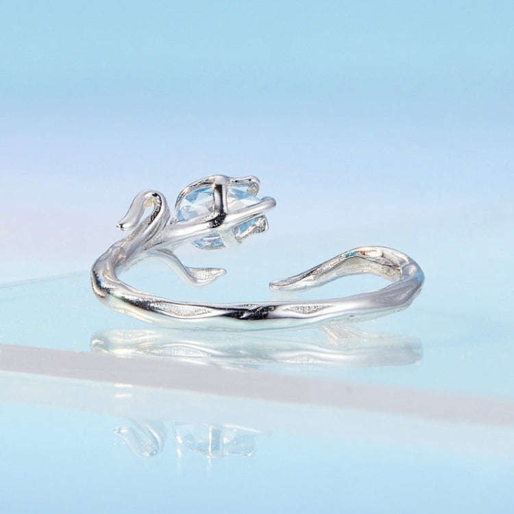 BSR465-E 925 Sterling Silver Rhodium Plated Tulip Open Ring