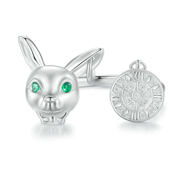 Sterling Silver S925  Rabbit Clock Opening Adjustable Ring