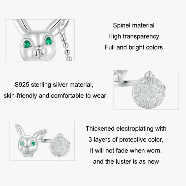 Sterling Silver S925  Rabbit Clock Opening Adjustable Ring