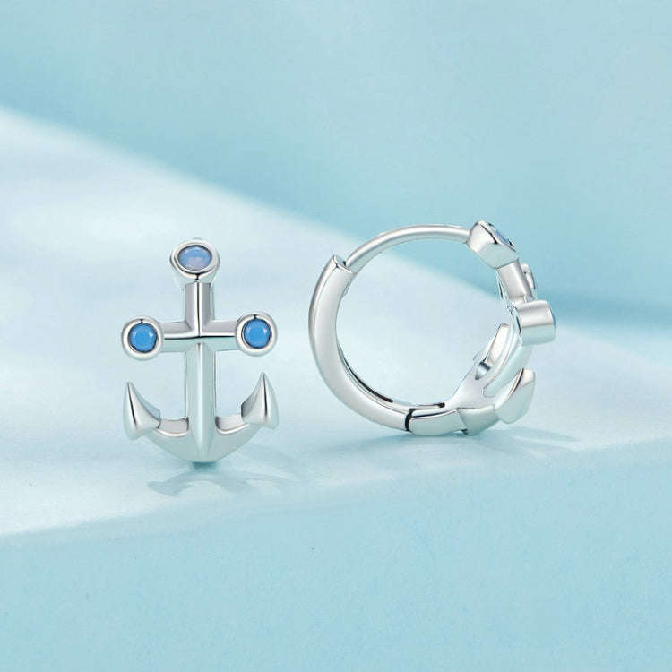 Sterling Silver S925 Nano Opal Anchor Earrings