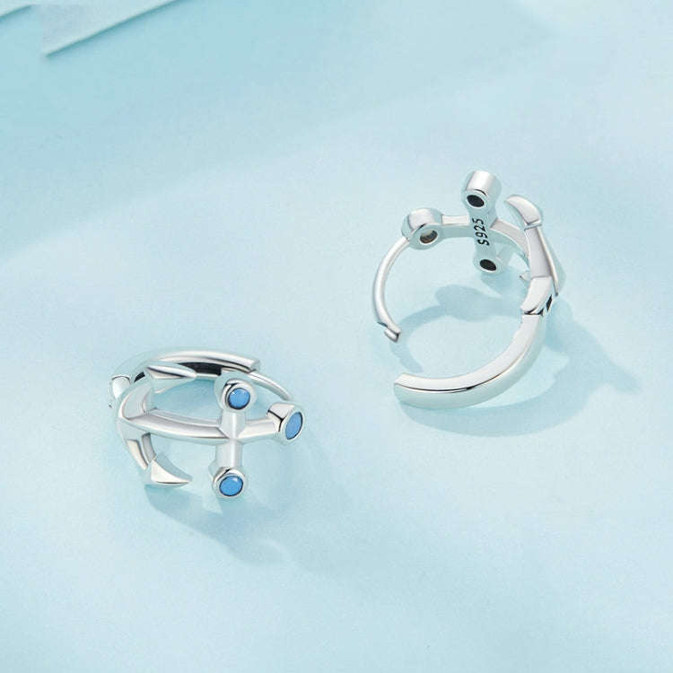 Sterling Silver S925 Nano Opal Anchor Earrings