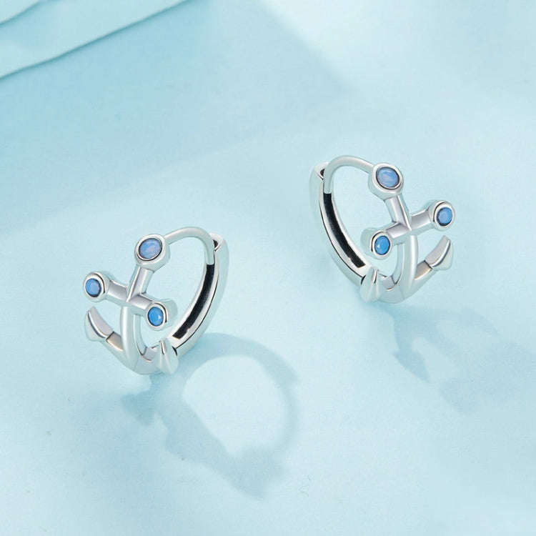 Sterling Silver S925 Nano Opal Anchor Earrings