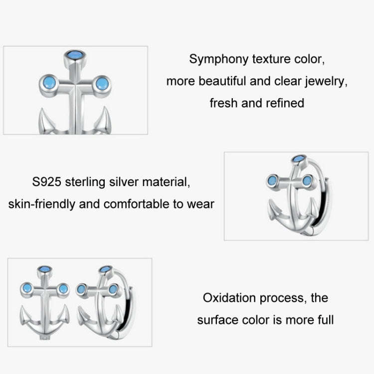 Sterling Silver S925 Nano Opal Anchor Earrings