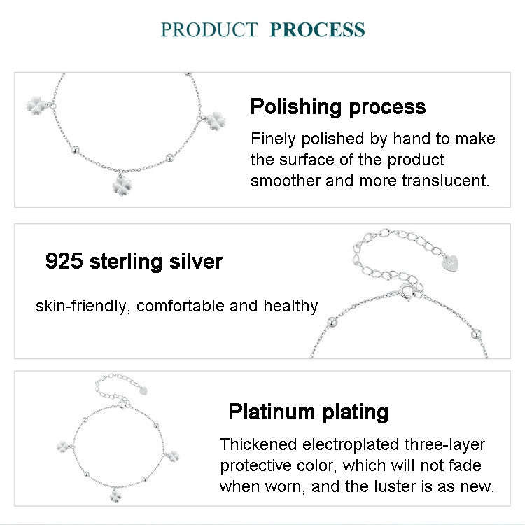 BSB139 925 Sterling Silver Lucky Clover Bracelet