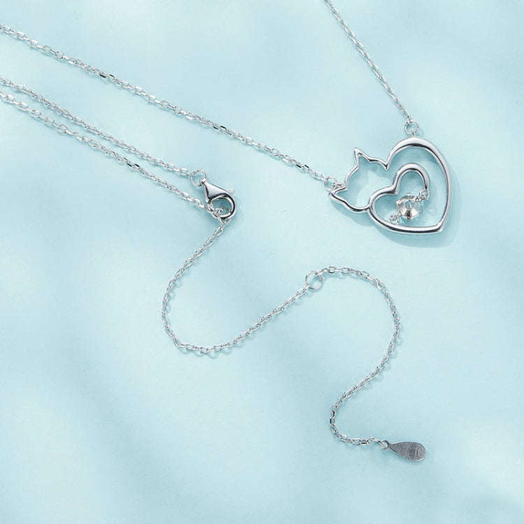 Sterling Silver S925 Zircon Cute Cat Necklace Jewelry