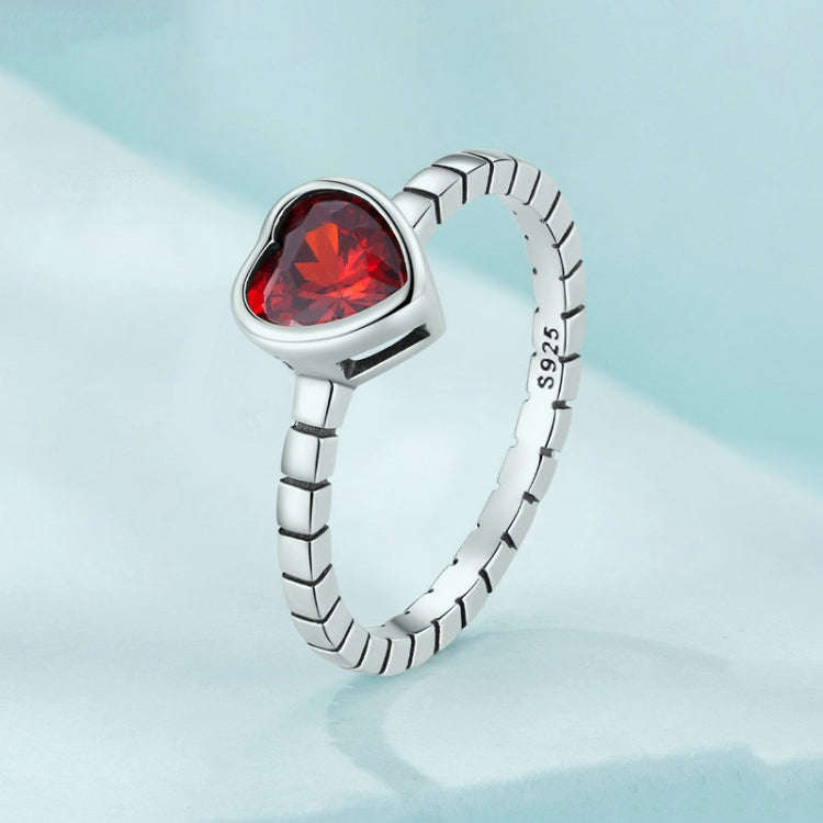 Sterling Silver S925 Burgundy Heart Shaped Retro Women Ring(No.8)