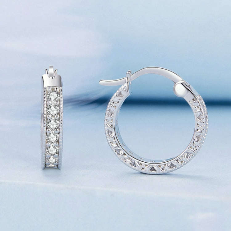 S925 Sterling Silver Simple Fine Flash Zircon Earrings